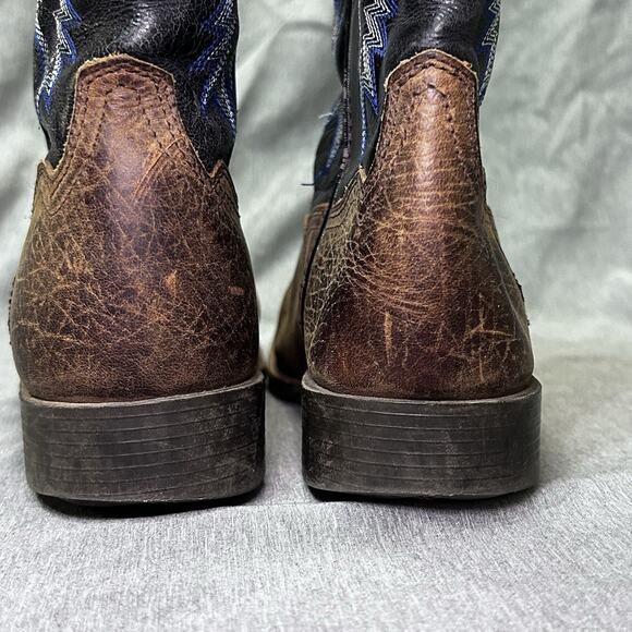 Ariat Tombstone Cowboy Western Boots Square Toe Blue Brown 10012794 Boys Size 2 - Picture 5 of 15